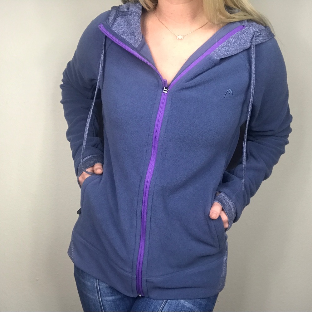 HEAD WOMENS MEDIUM PURPLE ATHLETIC JACKET HOOD